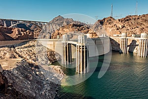 Hoover dam on lake mead in nevada and arizona stateline