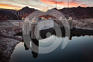 Hoover Dam Lake Mead at Night