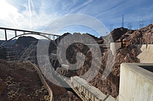 Hoover Dam, Mike O`Callaghan-Pat Tillman Memorial Bridge, sky, bridge, dam, dike, dyke, steel arch bridge
