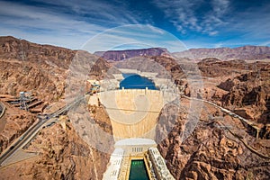 Hoover Dam in summer, Nevada, USA