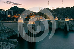 Hoover dam at sunset