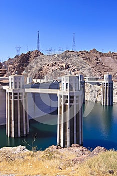 Hoover Dam and Water Intake Towers