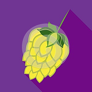 Hop cone icon in flat style