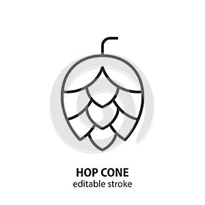 Hop cone line icon. Brewery symbol. Beer vector sign. Editable stroke