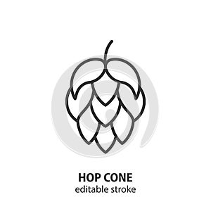 Hop cone line icon. Brewery vector sign. Beer symbol. Editable stroke
