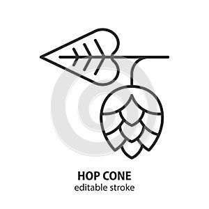 Hop cone line icon. Brewery vector symbol. Beer sign. Editable stroke