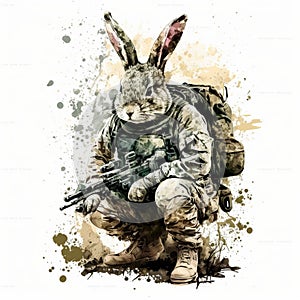 Hop to It Bunny-themed Commando Design for Stock Photos - Generative AI