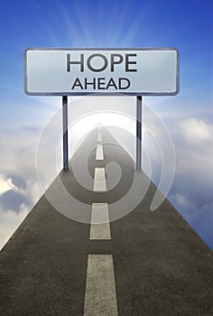 Hope ahead road sign