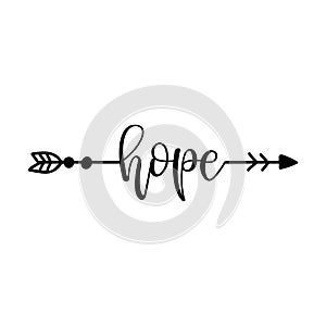 `hope` in boho arrow - lovely lettering calligraphy quote.