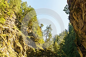 HOPE, CANADA - July 14, 2018: scaur at Othello Tunnels in the Coquihalla Canyon in British Columbia