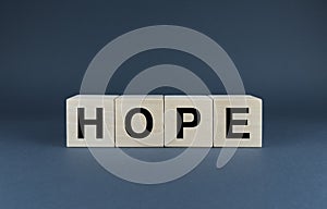 Hope. The cubes form the word Hopes