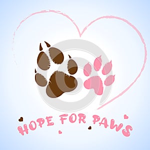 Hope for homeless pets. Hope for lonely paws vector illustration. photo