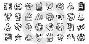 Hope icons set outline vector. Happy youth