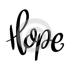 Hope. Lettering phrase isolated on white