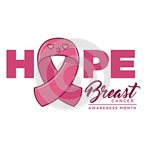 Hope pink breast cancer ribbon poster