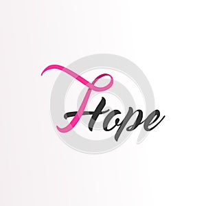 Hope Pink ribbon text for Breast Cancer Awareness