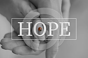 Hope text over conceptual image