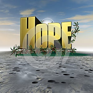 Hope text with roots