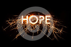 HOPE title word in glowing sparkler