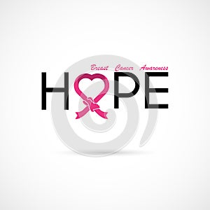 Hope typographical.Hope word icon.Breast Cancer October Awareness Month Campaign