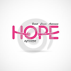 Hope typographical.Hope word icon.Breast Cancer October Awareness Month Campaign