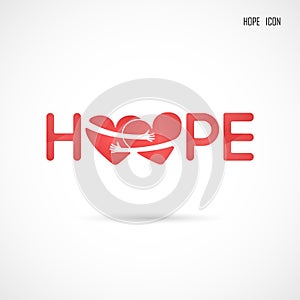 `Hope` typographical.Hope word icon.Breast Cancer October Awareness Month Campaign Background