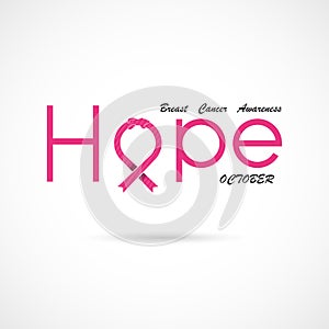 Hope typographical.Hope word icon.Breast Cancer October Awareness Month Campaign Background