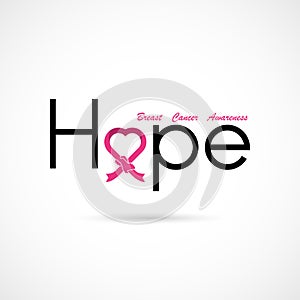 Hope typographical.Hope word icon.Breast Cancer October Awareness Month Campaign Background.