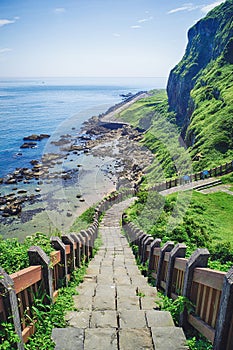 Hope Valley Coast Landscape from Badouzi Coastal Park in Zhongzheng District, Keelung, Taiwan.