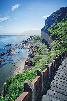 Hope Valley Coast Landscape from Badouzi Coastal Park in Zhongzheng District, Keelung, Taiwan.