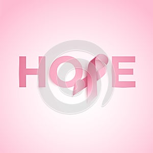 Hope Word With Breast Cancer Awareness Ribbon