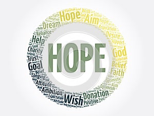 HOPE word cloud collage, social concept background