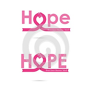 Hope word icon.Breast Cancer October Awareness Month Campaign