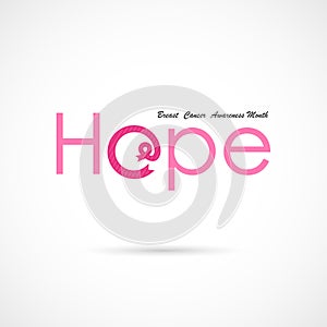 Hope word icon.Breast Cancer October Awareness Month Campaign Ba