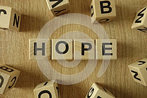 Hope word from wooden blocks