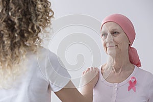 Hopeful senior woman with cancer