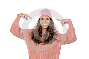 Hopeful woman with cancer wearing a thoughtful pink scarf