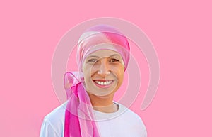 Hopeful woman wearing a headscarf