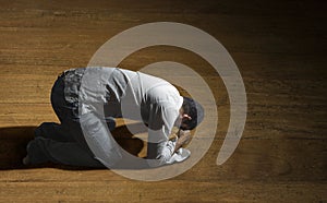Hopeless man alone on the floor