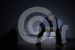 Hopeless man on the sofa