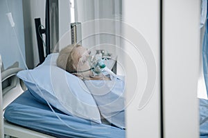 Hopeless mood on Infected patient during lying on bed at quarantine room