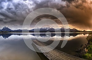 Hopfensee lake.Bavaria, Germany. Panorama, country.