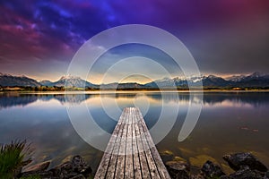 Hopfensee lake.Bavaria, Germany. Panorama, country.