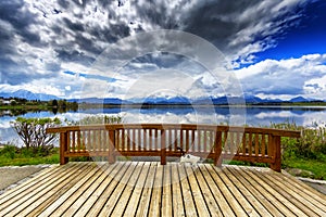 Hopfensee lake.Bavaria, Germany. Panorama, country.