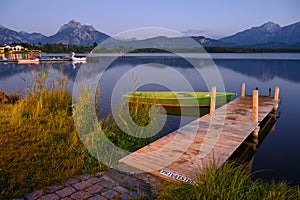 Hopfensee with wooden landing stage