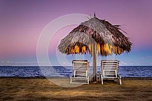Hopkins, Belize - Romantic Caribbean Beach Sunset Setup for Two photo