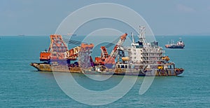 Hopper Dredger vessel in Strait of Singapore