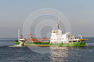 Hopper Dredger Vessel working in open sea