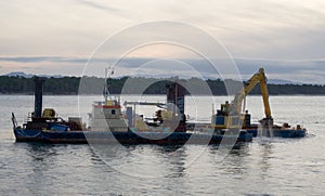 Hopper Dredger working in Tauranga Harbour