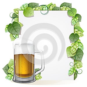 Hops branch and beer glass